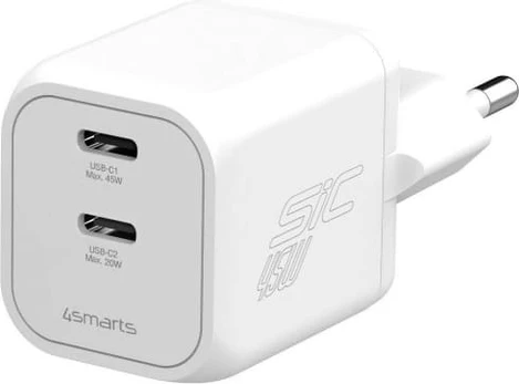 Įkroviklis 4smarts PDPlug SiC Dual 45W 2C, white