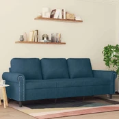 Trivietė sofa, mėlynos spalvos, 180cm, aksomas kaina