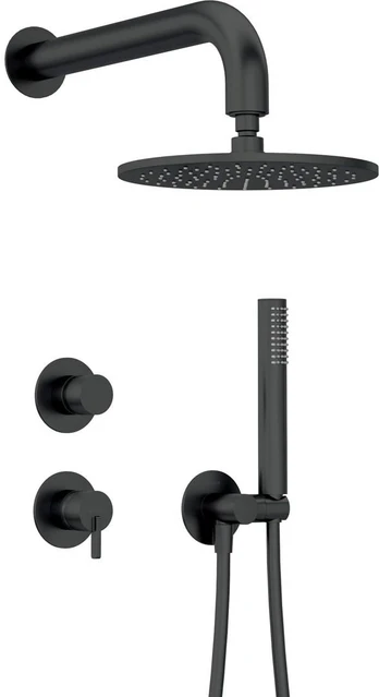 Concealed shower set with overhead shower