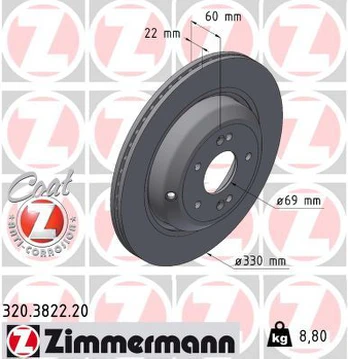 Stabdžių diskas ZIMMERMANN 320.3822.20