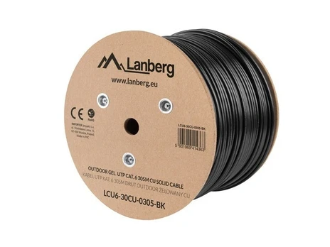Cable LAN UTP KAT-6 305M wire outdoor gel CU fluke passed, black