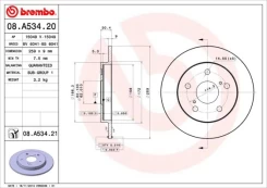 Stabdžių diskas BREMBO 08.A534.21 kaina