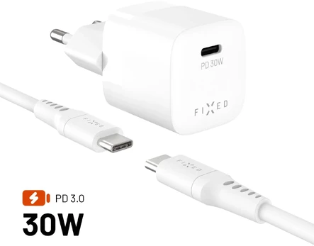 Įkroviklis „Fixed Mini“ su 1 USB-C jungtimi, 3 A (FIXCG30M-CC-WH)