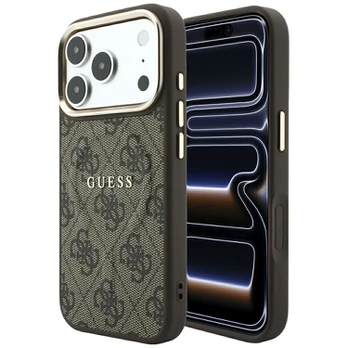 Guess Embossed 4G Classic MagSafe dėklas skirtas iPhone 18 Pro / iPhone 17 Pro ruda