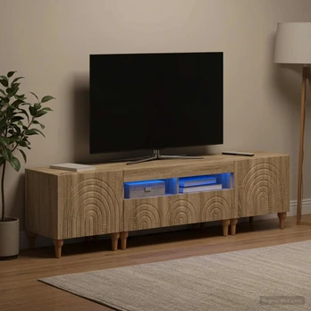 3 dalių LED televizoriaus spintelė Sonoma ąžuolas