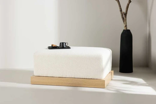 Venture Design Pufas, Ivy, 100x70x45 cm, Balta