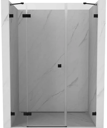 Dušo durys Mexen Lunar, kairinės, 155 cm, transparent/juodas