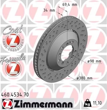 Stabdžių diskas ZIMMERMANN 460.4534.70