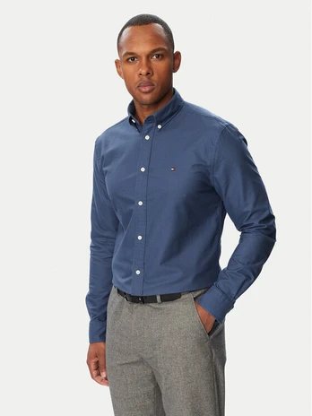 Tommy Hilfiger Marškiniai Solid Heritage MW0MW35774 Mėlyna Regular Fit