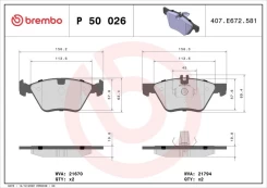 Stabdžių trinkelių rinkinys, diskinis stabdys BREMBO P 50 026 kaina