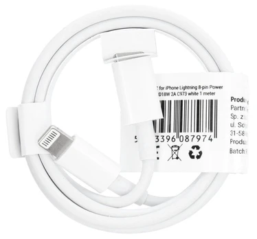 Laidas, Apple Lightning/USB-C, 1 m, balta