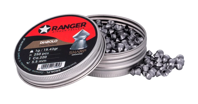 Śrut 5,5 mm RANGER Diabolo Classic Sharp Grooved szpic molet. 250 vnt. 1,00 g