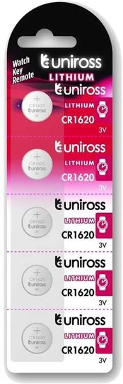 Uniross Batteries Lithium Button CR1620 3V - SP5