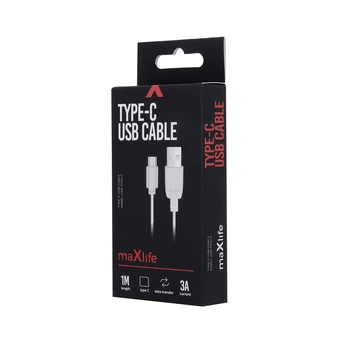 Maxlife cable USB - USB-C 1,0 m 3A white