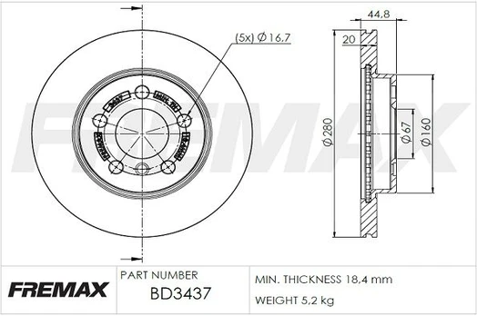 Stabdžių diskas FREMAX BD-3437