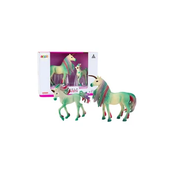 Lean Toys Collectible Figurines Unicorn with Little Žalias 2 pcs