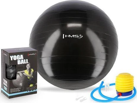 Gimnastikos kamuolys HMS YB01N, juodas, 55 cm