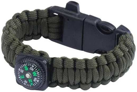 Badger Outdoor Apyrankė 101 Inc. Compass 9'' Paracord Žalia