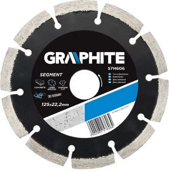 Graphite Grafitinis lazeriu suvirintas segmentinis deimantinis diskas 125x22,2 mm - 57H606