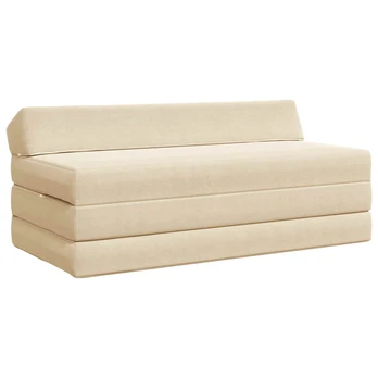 Sofa Sulankstomas Sofos Lova Kreminė 120 x 60 x 49 cm Audinys