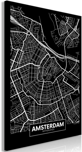 Artgeist Paveikslas - Dark Map of Amsterdam (1 Part) Vertical