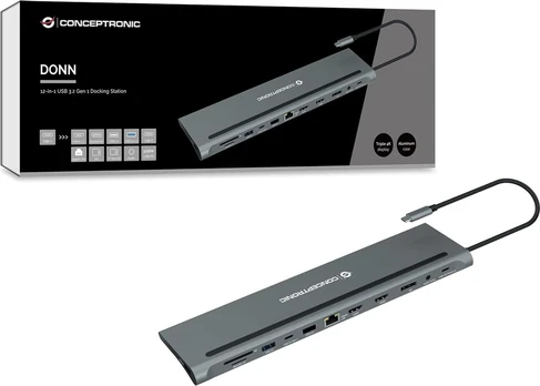 Conceptronic USB-C stotelė / replikatorius (DONN17G)