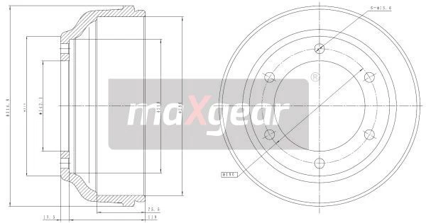 Stabdžių būgnas MAXGEAR 19-2304