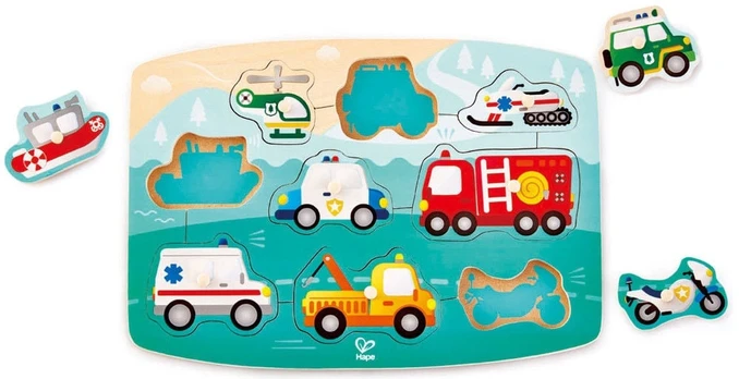 Medinė dėlionė Transporto priemonės Hape, E1406A