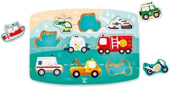 Medinė dėlionė Transporto priemonės Hape, E1406A kaina