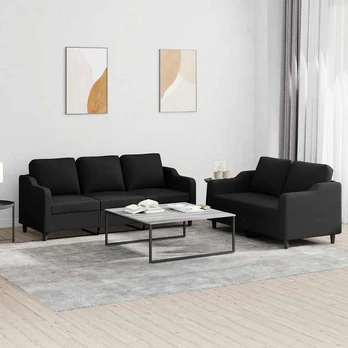 Sofa Sofos komplektas su pagalvėlėmis, 2 dalių, juodas, audinys