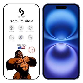 Prijunkite Apple iPhone 16 3D Corning Gorilla Glass 5X strong Black