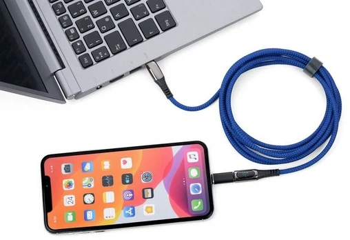 Kabelis USB Troika USB-C - USB-C + Lightning 2 m Mėlyna (CBL20/DB)