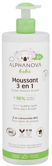 Alphanova Švelnus kūdikių vonios skystis 3 viename Bebe Bio 400 ml