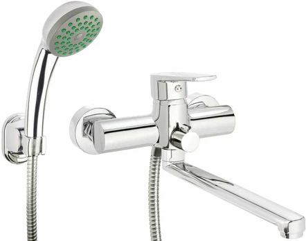 Wall-mounted washbasin and bath mixer with shower set