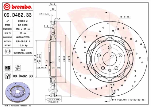 Stabdžių diskas BREMBO 09.D482.33