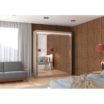 Sliding wardrobe with mirror and lighting LED ETTORE 180
