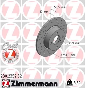 Stabdžių diskas ZIMMERMANN 230.2352.52