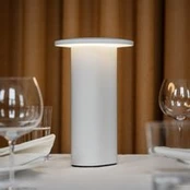 FRITZ HANSEN LED akumuliatorinė stalo lempa Solae, balta, aliuminis, IP44