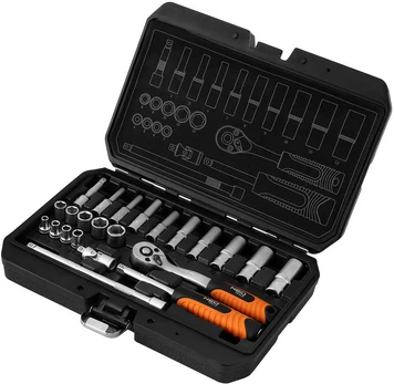 Neo Tools 1/4" galvučių raktų rinkinys, 23 vnt., satininis