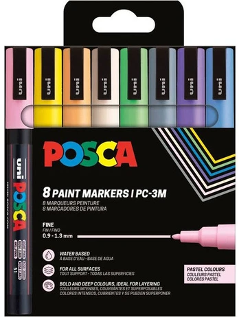 POSCA PC-3M 8stk Pastel Farver