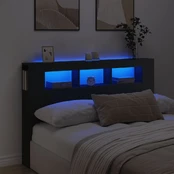 LED galvūgalis, juodas, 160x18,5x103,5cm, apdirbta mediena kaina