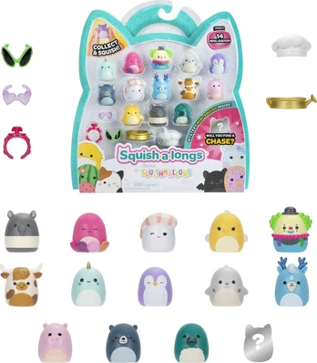 SQUISHMALLOWS SQUISH-A-LONGS Herojai, 14 vnt., 2,5 cm
