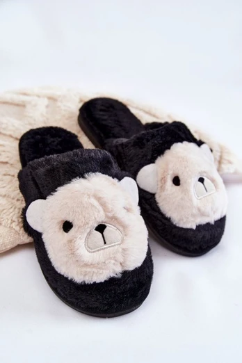 Moteriškos kailinės šlepetės su Teddy Black Solly