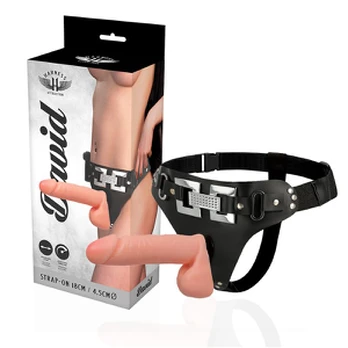 Sekso diržas - dildo HARNESS ATTRACTION DAVID REALISTIC DELUXE VIBRATING 18 x 4,5 cm