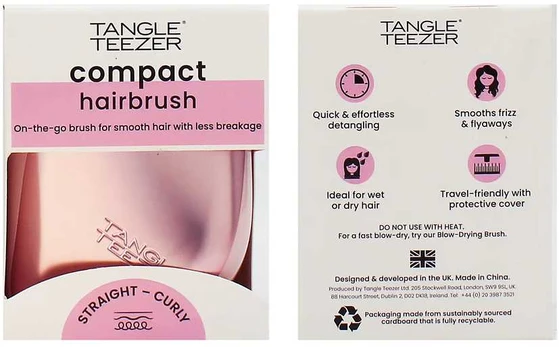 Tangle Teezer The Compact Styler Plaukų šepetys Rožinė Matte Chrome