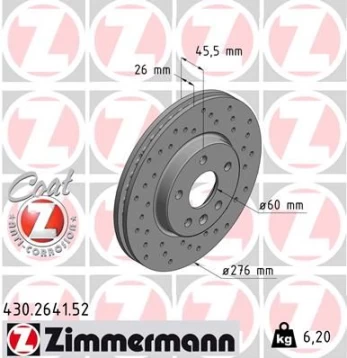 Stabdžių diskas ZIMMERMANN 430.2641.52