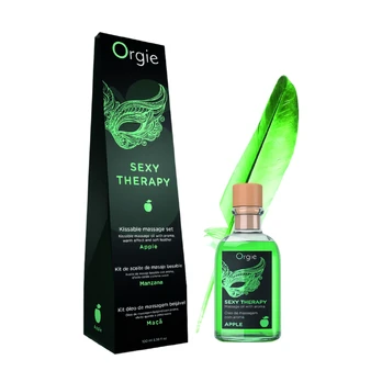 Orgie Lips Apple Massage Kit 100ml - Sensual Care Set with Feather