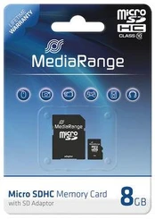 Atminties kortelė MEDIARANGE 8GB Micro SDHC - 8 GB - Micro SDHC - Class 10 - Juodas