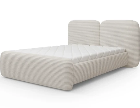 Bed Ollival 140x200 with metal frame and storage box, grey velvet, Modern, White