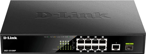 D-Link DGS-1010MP, Unmanaged, Gigabit Ethernet (10/100/1000), Full duplex, Power over Ethernet (PoE), Rack mounting, 1U